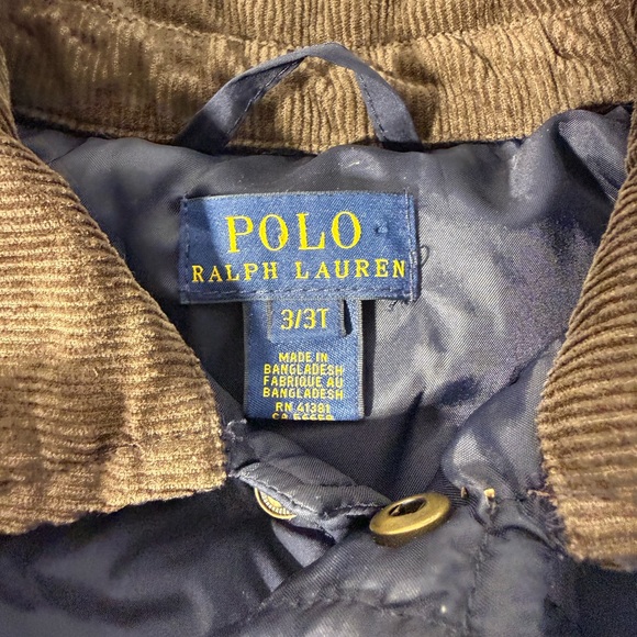 Ralph Lauren Quilted Barn Jacket in Navy and Brown 3T - Picture 2 of 6
